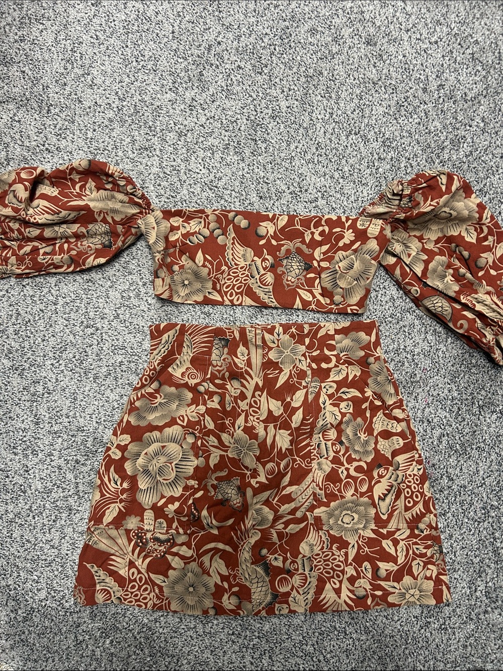 Floral Rust Two-Piece Mwatching Set